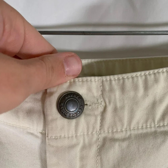 Lauren Ralph Lauren Pants Women's 12 Off White Chino Fitted Ankle Pockets - Picture 4 of 9